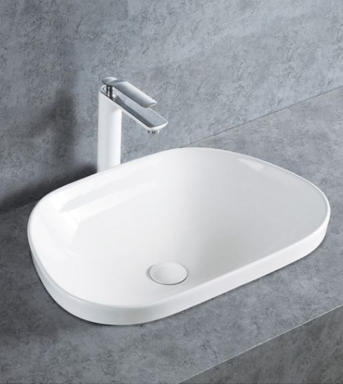 Glossy White Semi Counter/Table Mounted Wash Basin – Aquant India